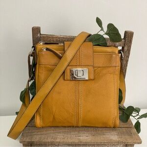 TIGNANELLO GENUINE LEATHER MUSTARD YELLOW CROSSBODY PURSE
